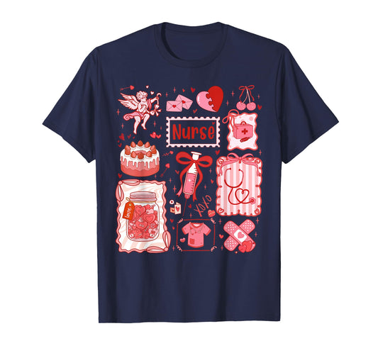 Coquette Bow Stethoscope Valentine RN PCT CNA Nurse Women T-Shirt