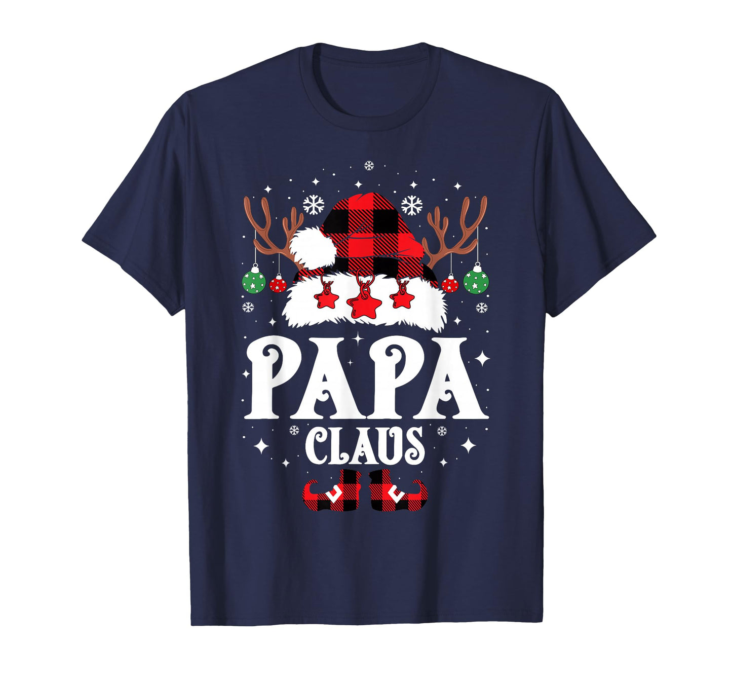 Papa Claus Christmas Lights Pajama Family Matching T-Shirt