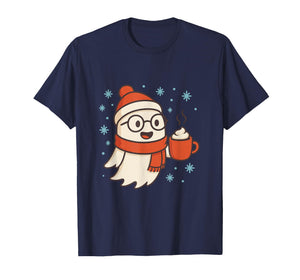 Cute Christmas Ghost Hot Chocolate Festive Winter Holiday T-Shirt