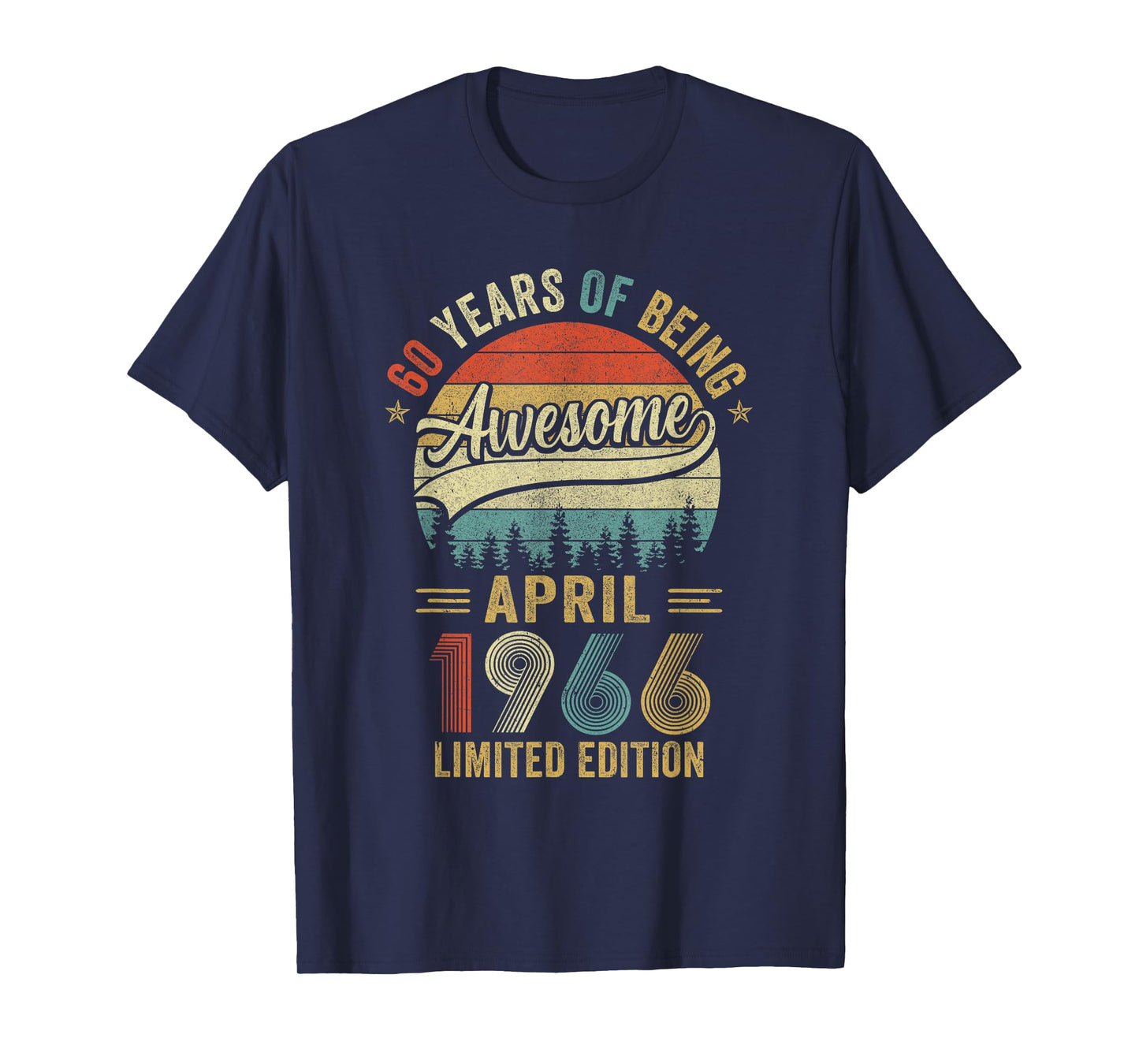 Vintage April 1966 60 Years Old 60Th Birthday Men Women T-Shirt
