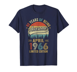 Vintage April 1966 60 Years Old 60Th Birthday Men Women T-Shirt