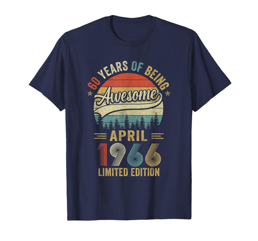 Vintage April 1966 60 Years Old 60Th Birthday Men Women T-Shirt