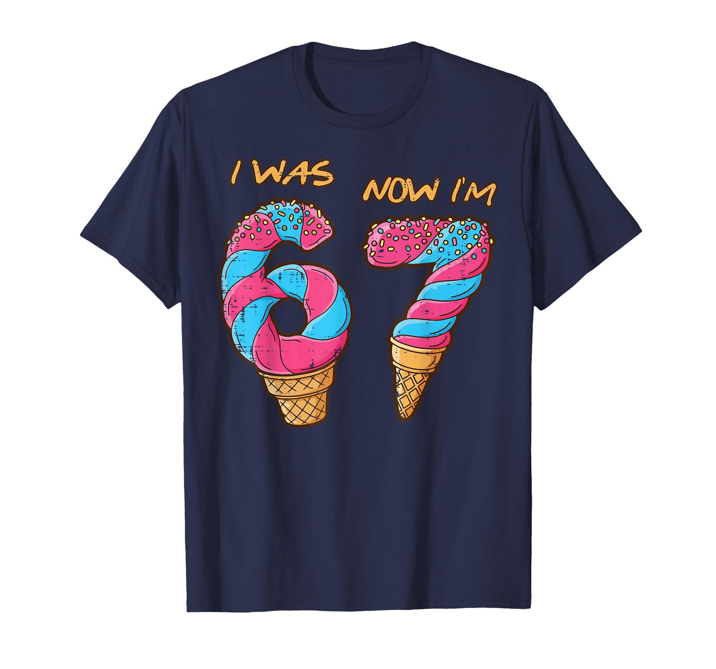 7th Birthday 6 7 Ice Cream Drip Bday Meme Youth Boys Kids T-Shirt