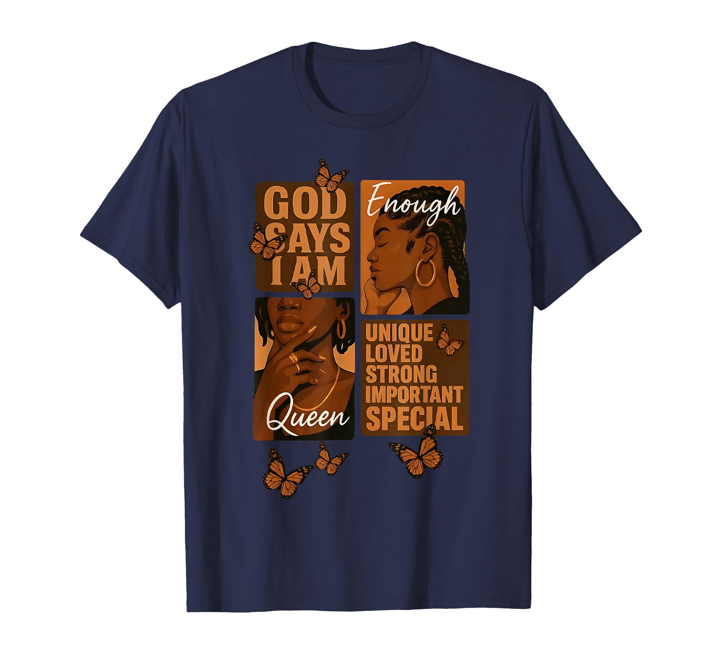 Womens Black Girl Queen God Says I Am Melanin History Month T-Shirt