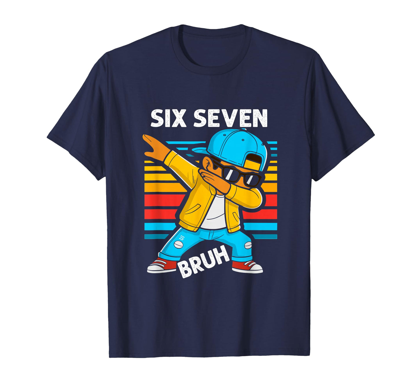 Dabbing Six Seven Bruh 67 Meme 6 7 Numbers Funny Boys Kids T-Shirt