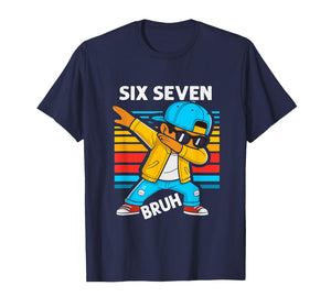 Dabbing Six Seven Bruh 67 Meme 6 7 Numbers Funny Boys Kids T-Shirt