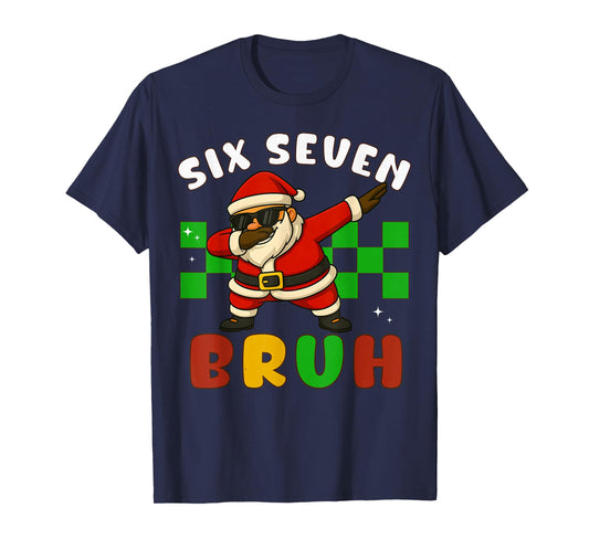 Funny 67 Christmas Santa Claus Bruh Checkered Six Seven Meme T-Shirt