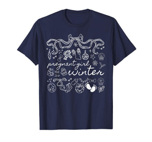 Coquette Pregnant Girl Winter Pregnancy Announcement Xmas T-Shirt