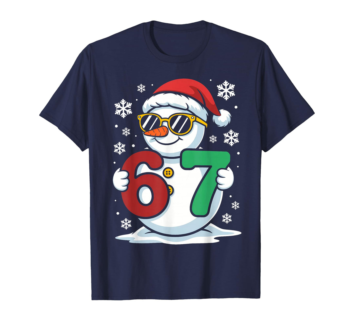 6 7 Meme Cool Snowman with Sunglasses Christmas T-Shirt