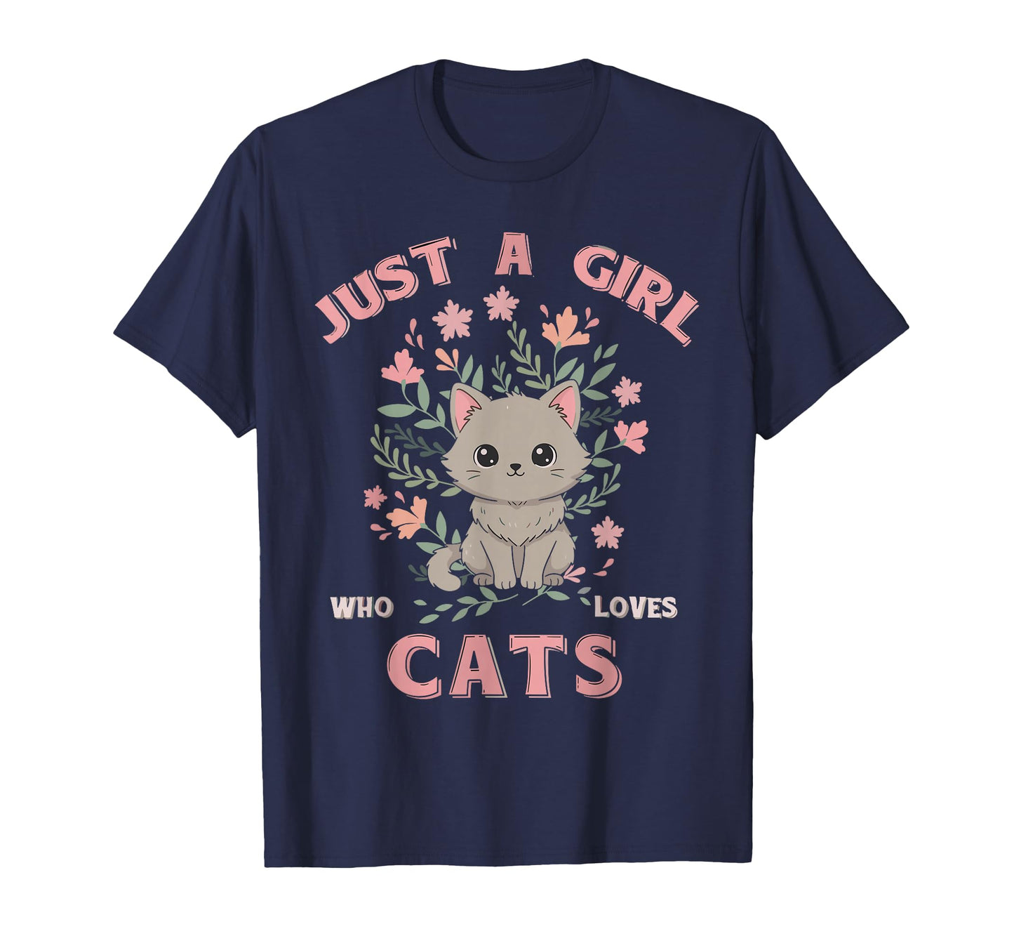 Just A Girl Who Loves Cats Cute Cat Lover Girls Kids T-Shirt