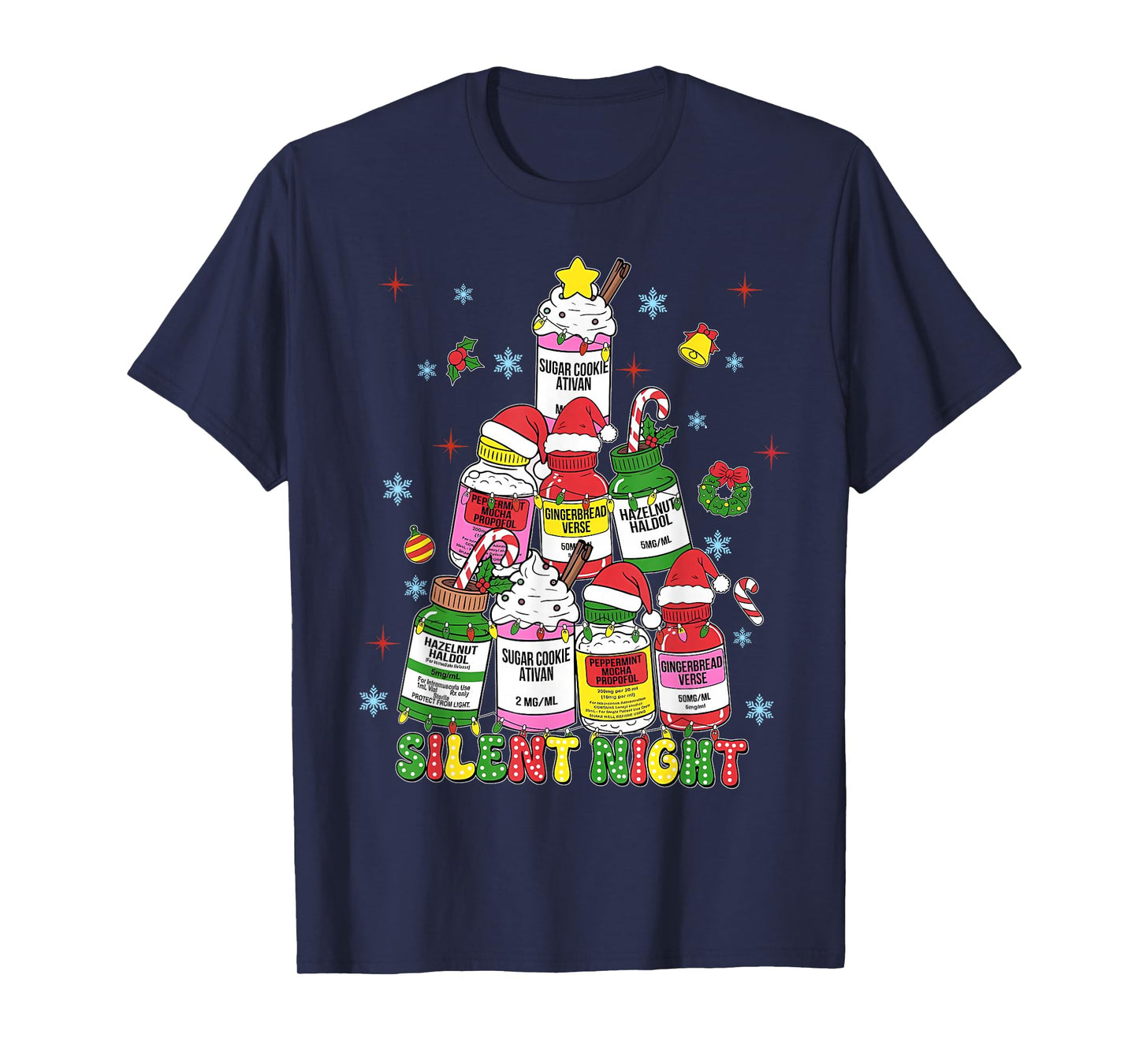 Silent Night ICU Nurse Christmas Funny Merry Christmas T-Shirt