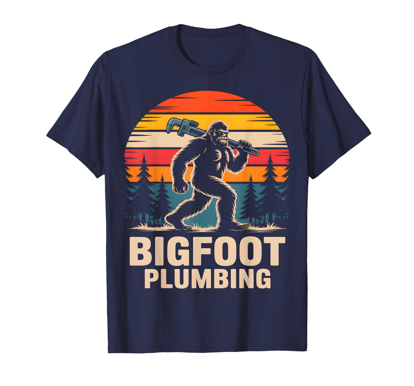 Bigfoot Plumbing Retro Funny Plumber T-Shirt