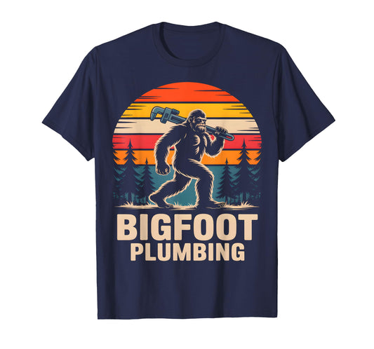 Bigfoot Plumbing Retro Funny Plumber T-Shirt