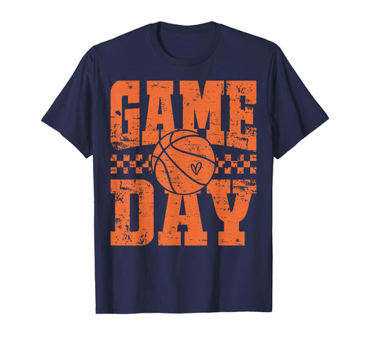 Retro Basketball Game Day Distressed Basketball Mom Boys Men T-Shirt