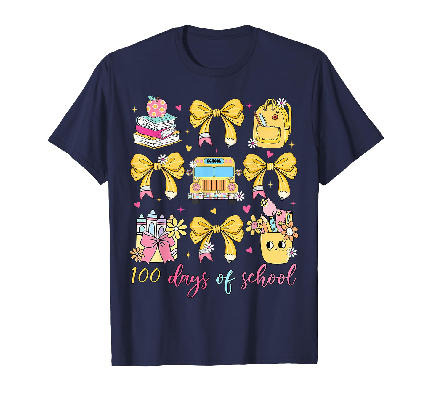 Coquette Bow 100th Day of School 100 Days Teacher Girls T-Shirt