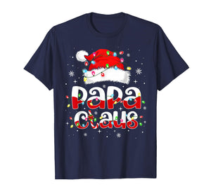 Papa Claus Funny Christmas Lights Pajama Family Matching T-Shirt