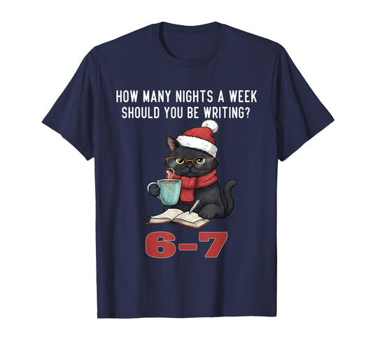 Funny 67 Meme Writing Lover Cat Teacher Christmas T-Shirt