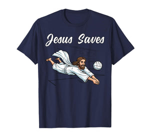 Jesus Christ Saves Christian Volleyball Player Men Women T-Shirt