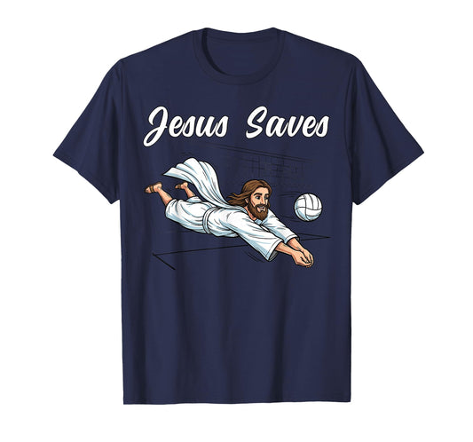 Jesus Christ Saves Christian Volleyball Player Men Women T-Shirt