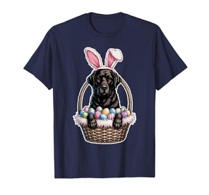 Black Lab Easter Bunny Dog in Basket Funny Labrador Easter T-Shirt