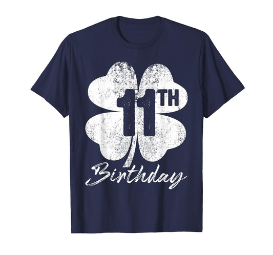 Funny 11th Birthday Shamrock St Patrick's Day Boys Girls T-Shirt