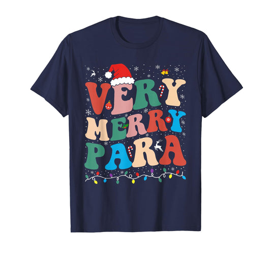 Very Merry para Christmas Lights Santa Family Holiday T-Shirt