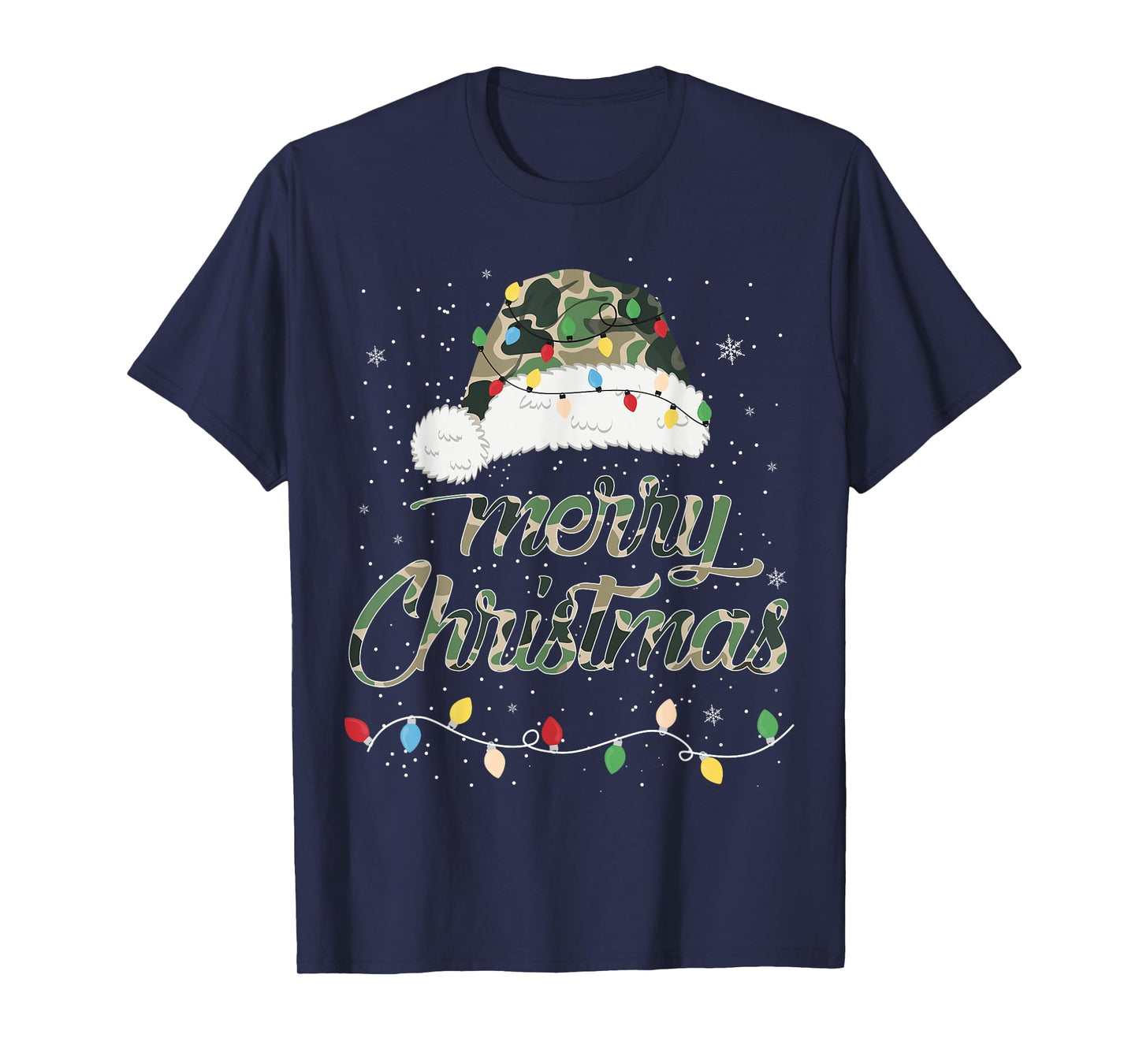 Merry Christmas Camouflage Santa Hat Xmas Family Men Women T-Shirt