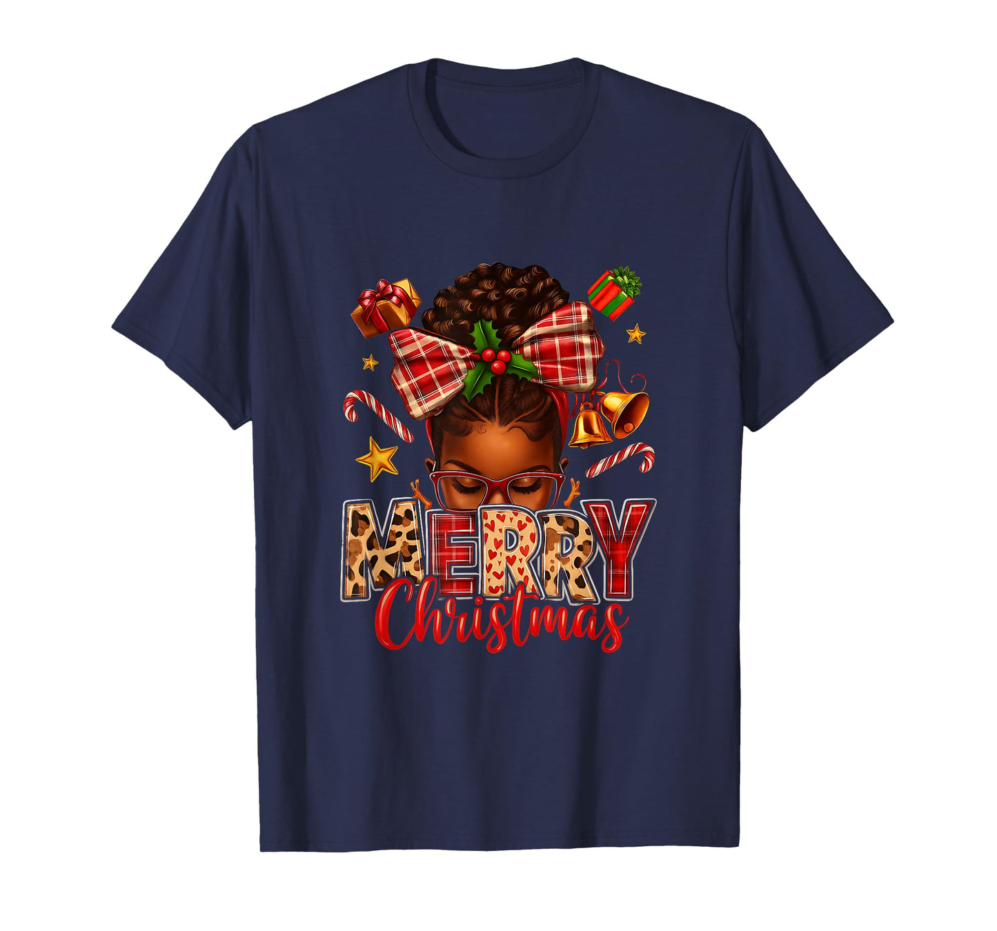 American Melanin Afro Sleigh Queen Christmas African T-Shirt