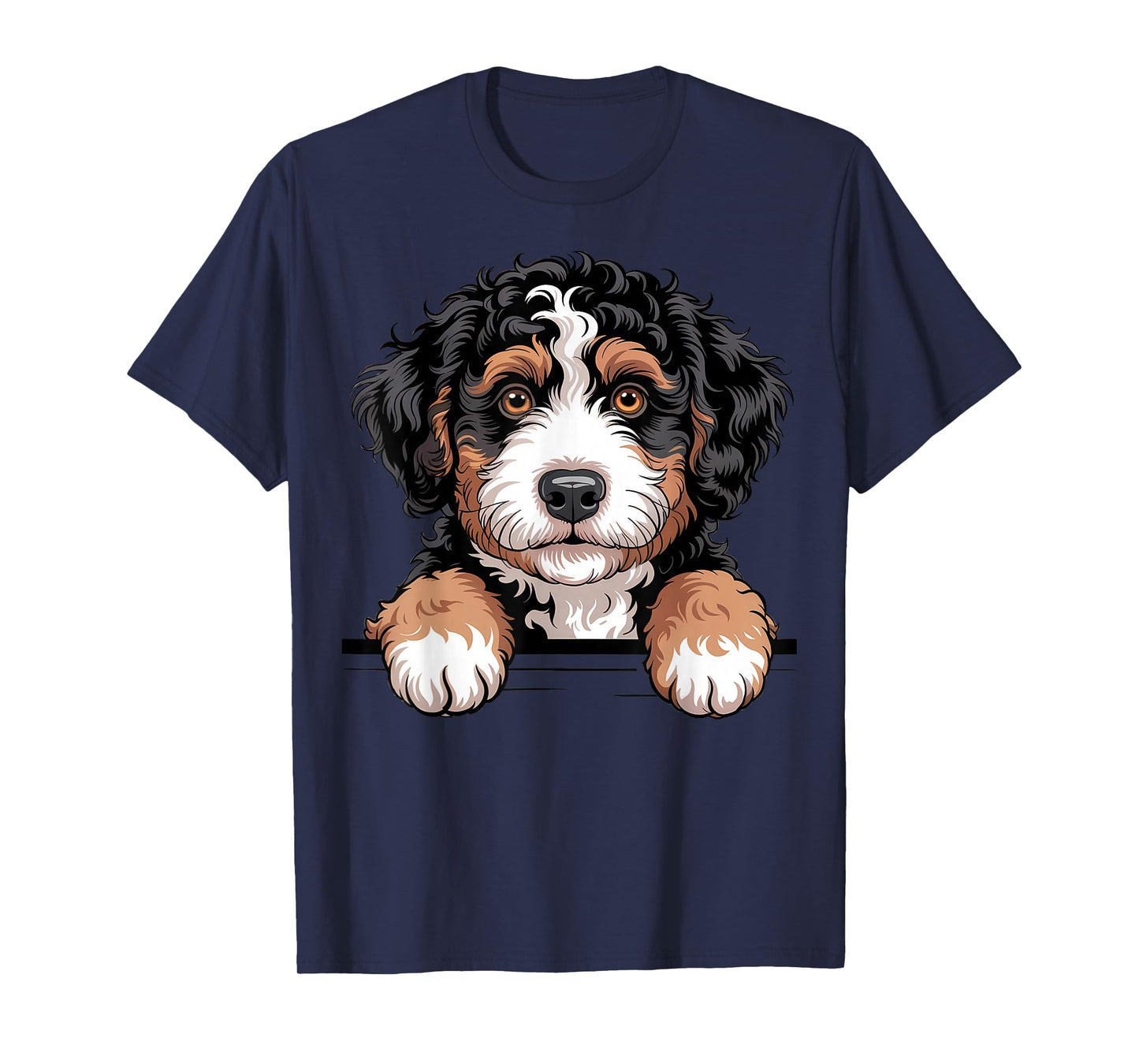 Bernedoodle Funny Peeking Pocket Berner Doodle Dog Lover T-Shirt