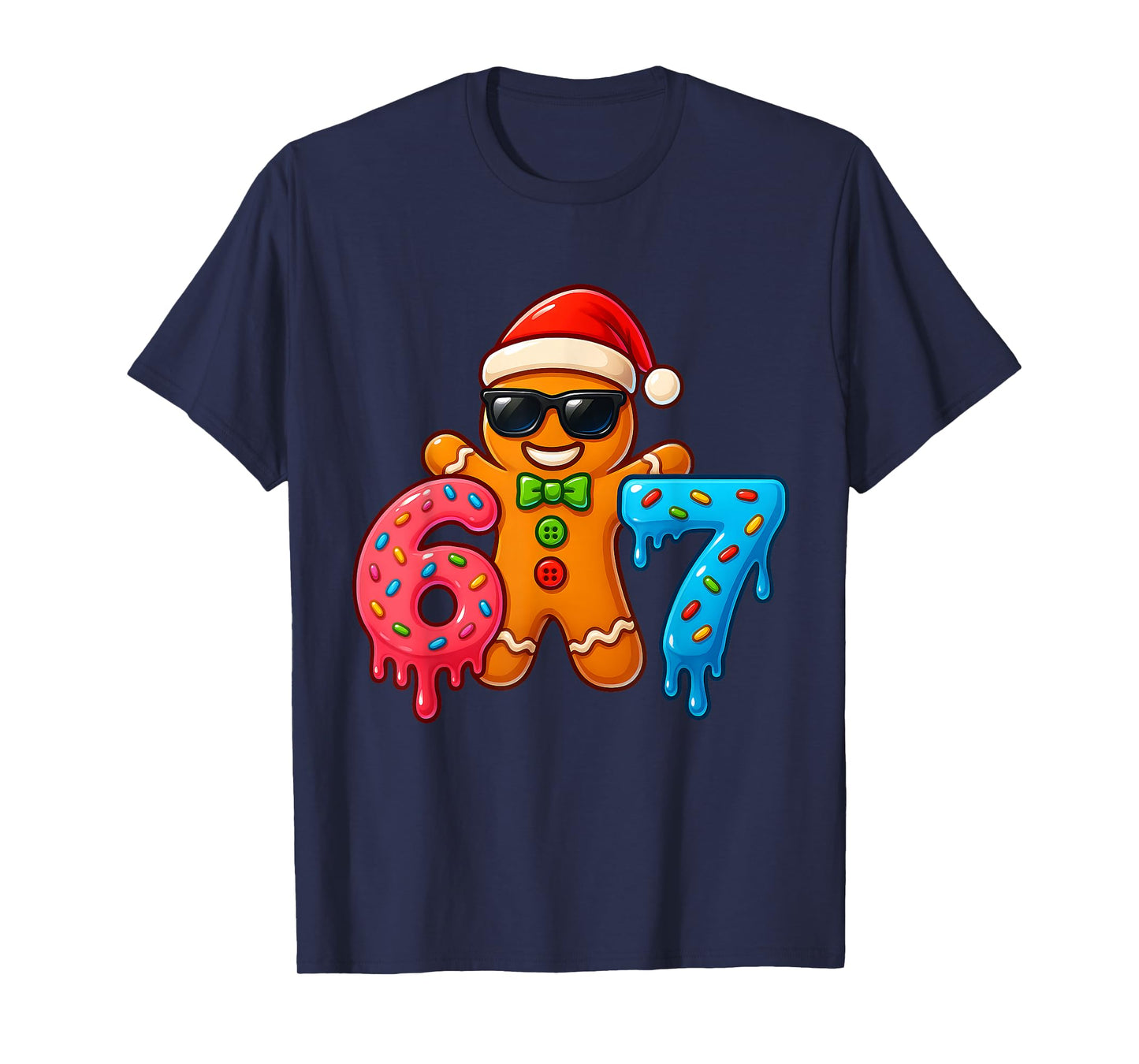 Gingerbread 67 Six Seven Ice Cream Drip Christmas Boys Kids T-Shirt