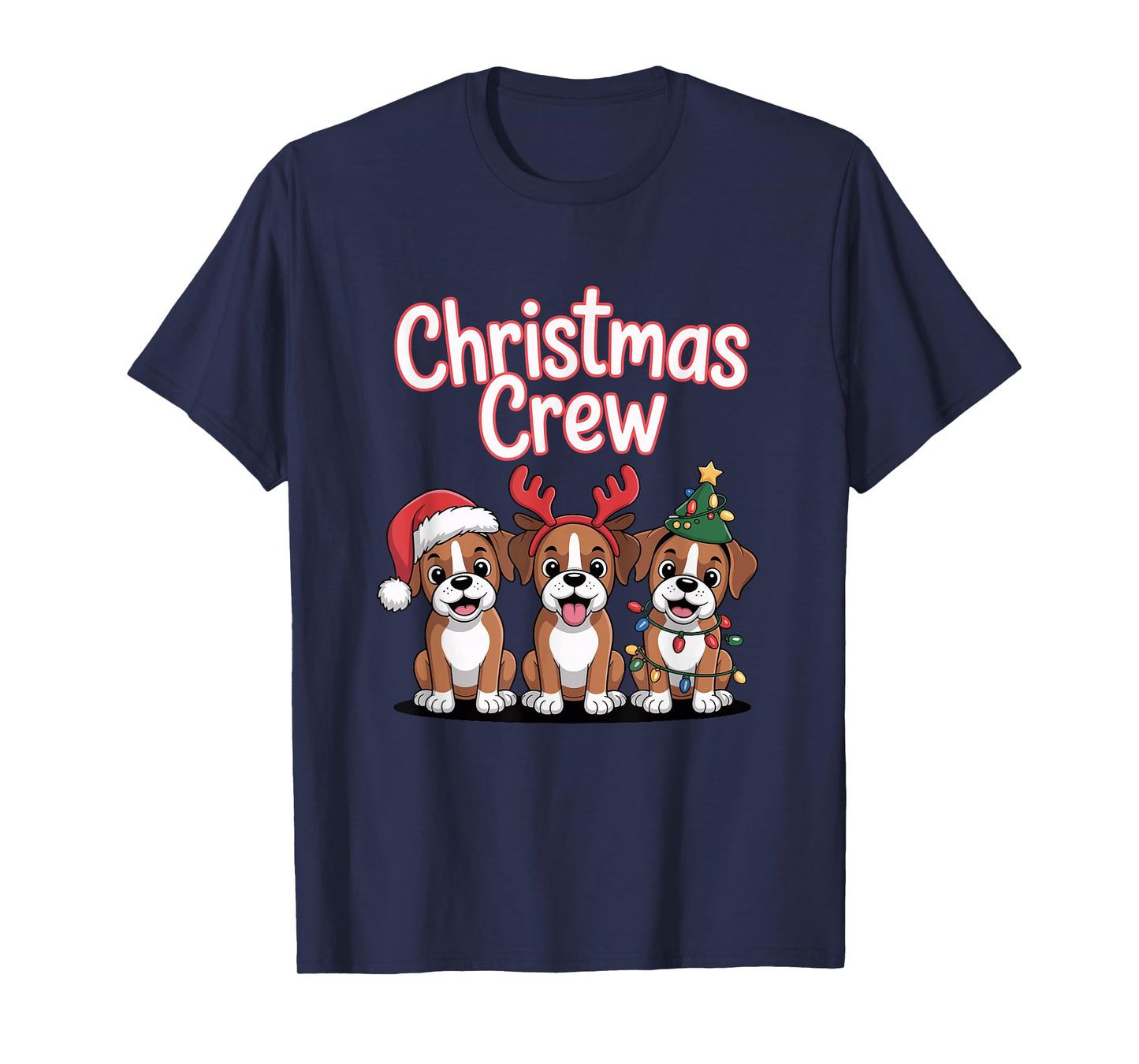 Christmas Crew Xmas Puppy Dog Humor Funny Christmas Boxer T-Shirt