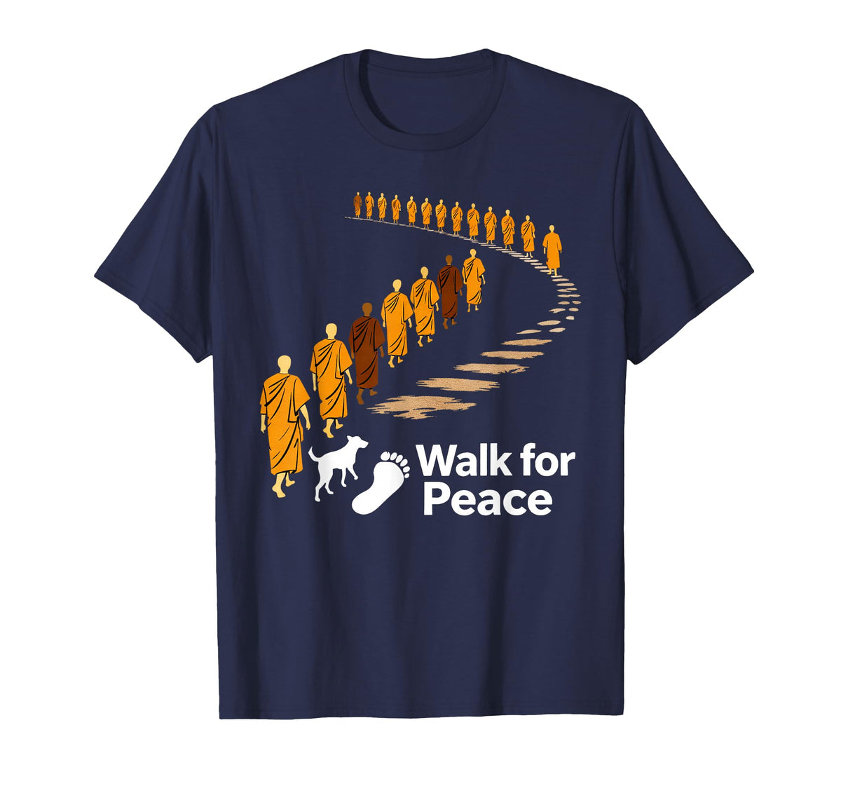 Walk Peace 2026 World Peace Monks with Aloka Dog Spiritual T-Shirt