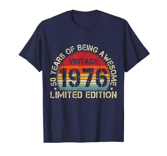 Vintage 1976 50 Years of Being Awesome 50th Birthday Retro T-Shirt