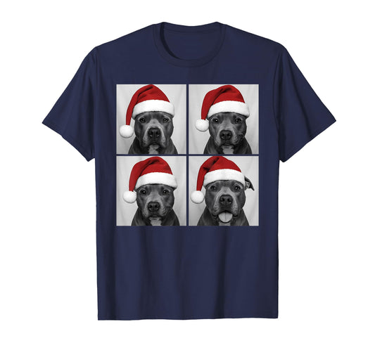 Funny Christmas Pitbull Santa Pittie Dog Lover Photo Booth T-Shirt