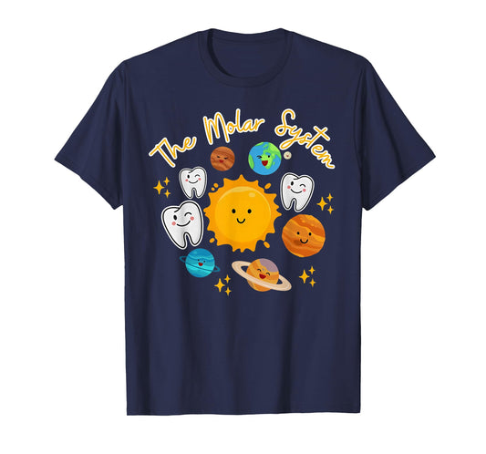 Cute Tooth Solar System Pediatric Dentist Dental Hygienist T-Shirt