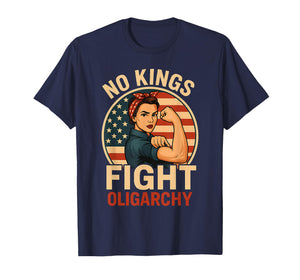 No Kings Womens Retro Patriotic Woman Liberty 4th of July T-Shirt