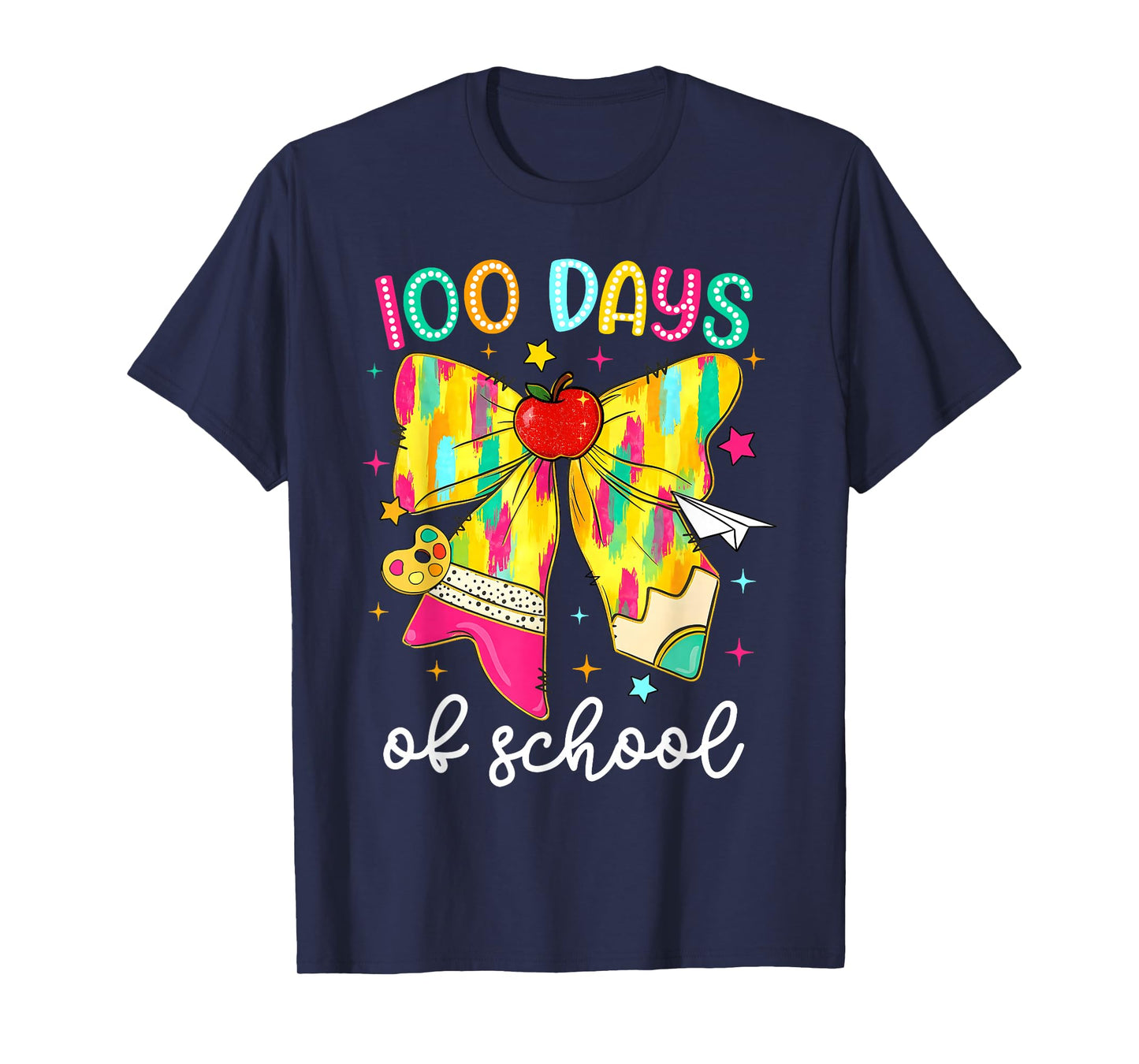 100 Days of School Coquette Bow Pencil Teachers Girl Kid T-Shirt