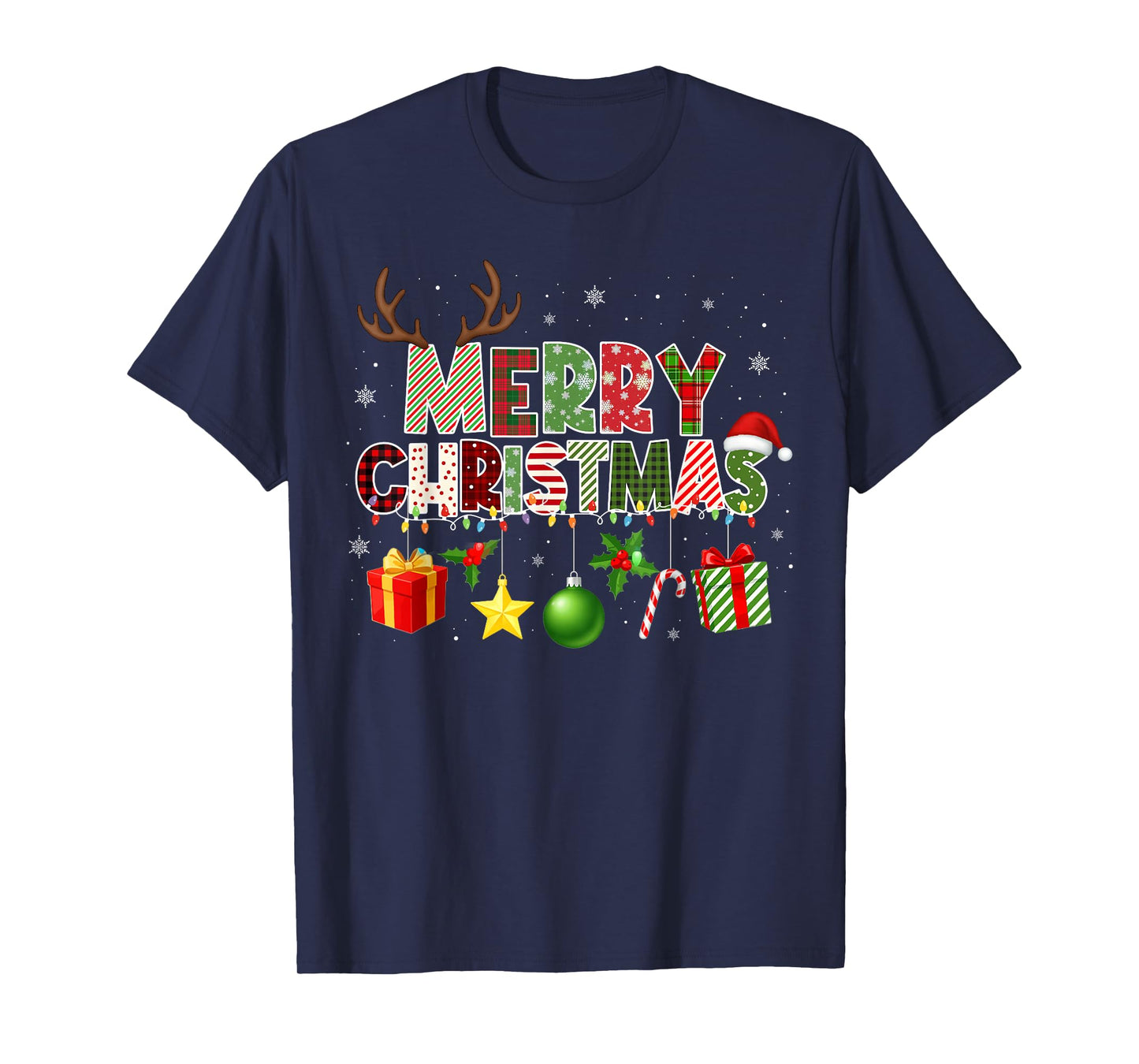 Merry Christmas Lights Xmas Holiday Family Men Women T-Shirt