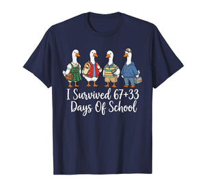 I Survived 67+33 Funny 100th Days of School Teachers T-Shirt