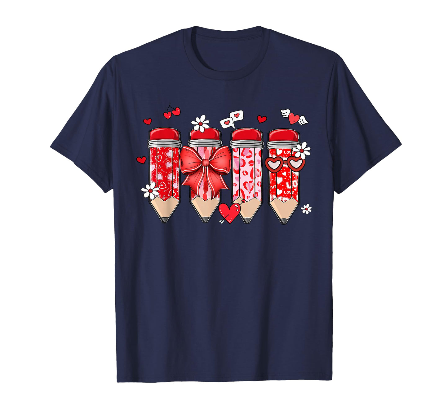 Teacher Valentine Coquette Bow Pencil Teacher Valentine Day T-Shirt