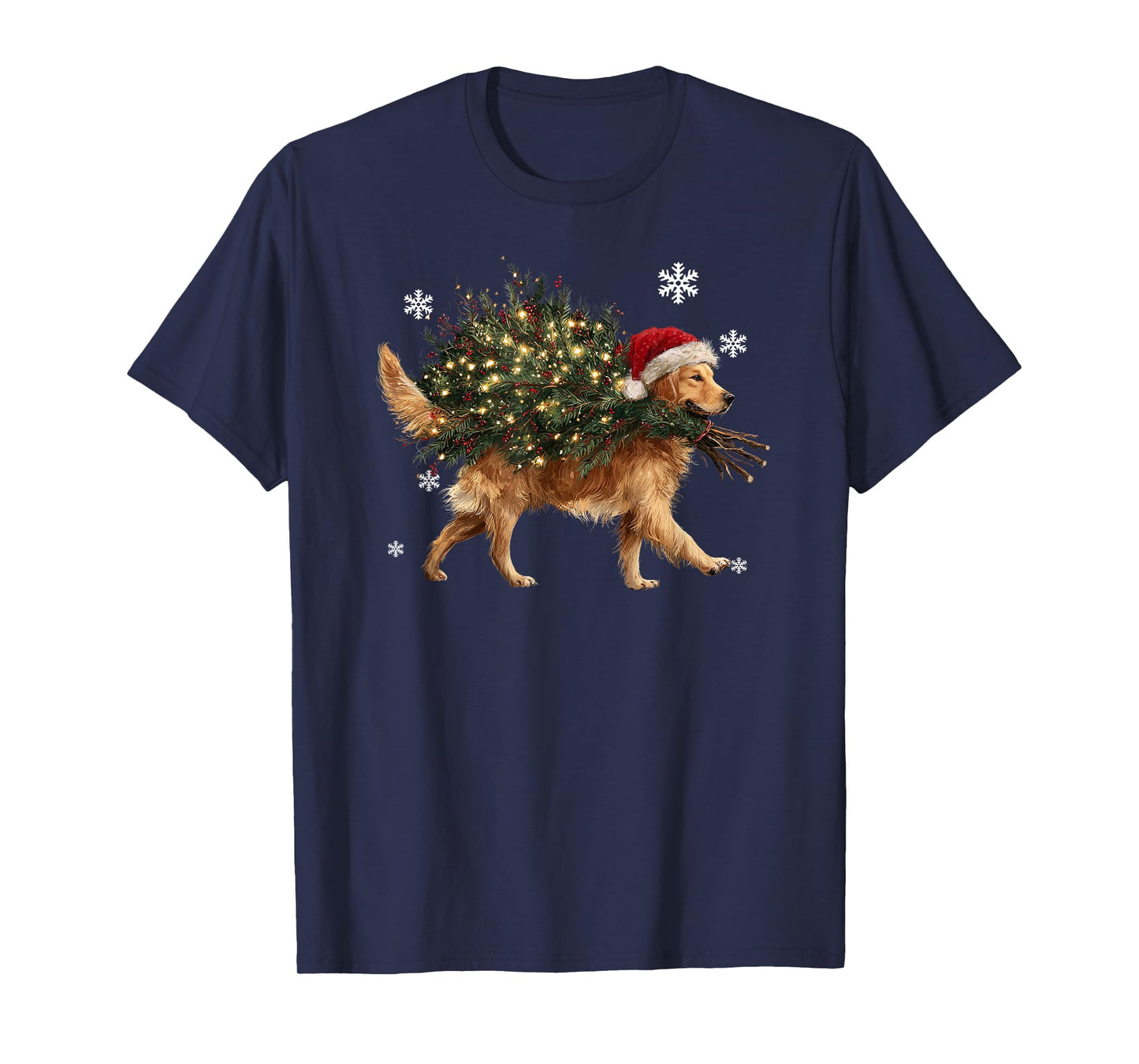 Funny Golden Retriever Dog Christmas Tree Pet Lover Xmas T-Shirt