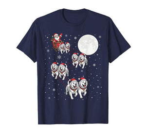Great Pyrenees Dog Xmas Pajama Matching Santa Claus Riding T-Shirt