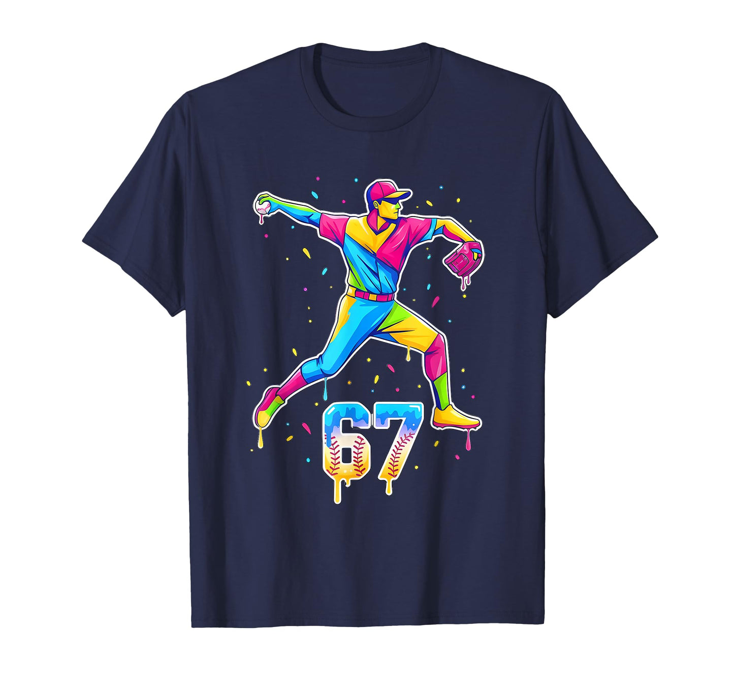 Baseball Drip Ice Cream Number 67 Player Or 67th Birthday T-Shirt