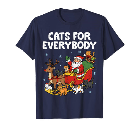 Cats for Everybody Christmas Funny Santa Cat Lover Meow Xmas T-Shirt
