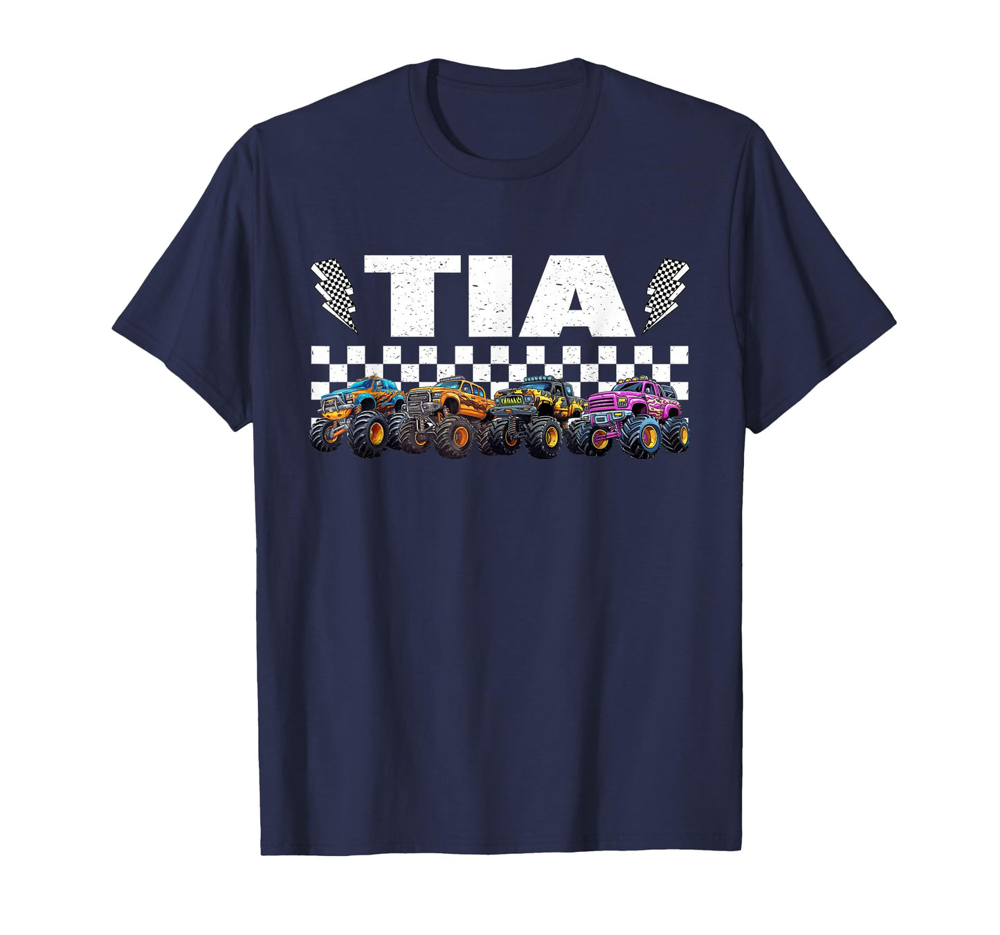 Tia Retro Monster Truck Family Crew Birthday Matching T-Shirt