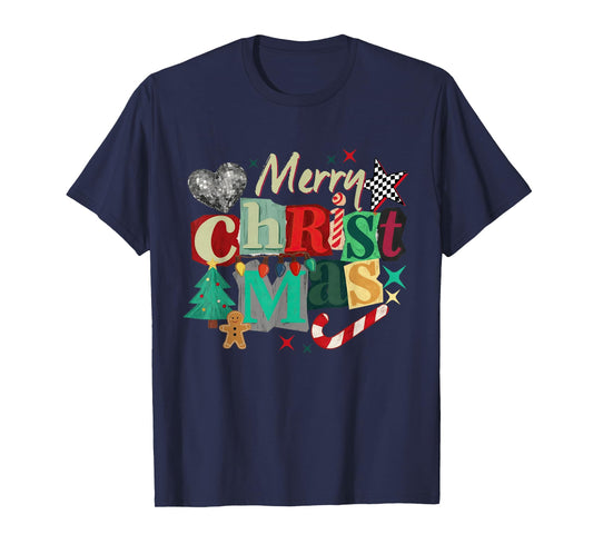 Merry Christmas Tree Gingerbread Man Candy Cane Xmas Holiday T-Shirt