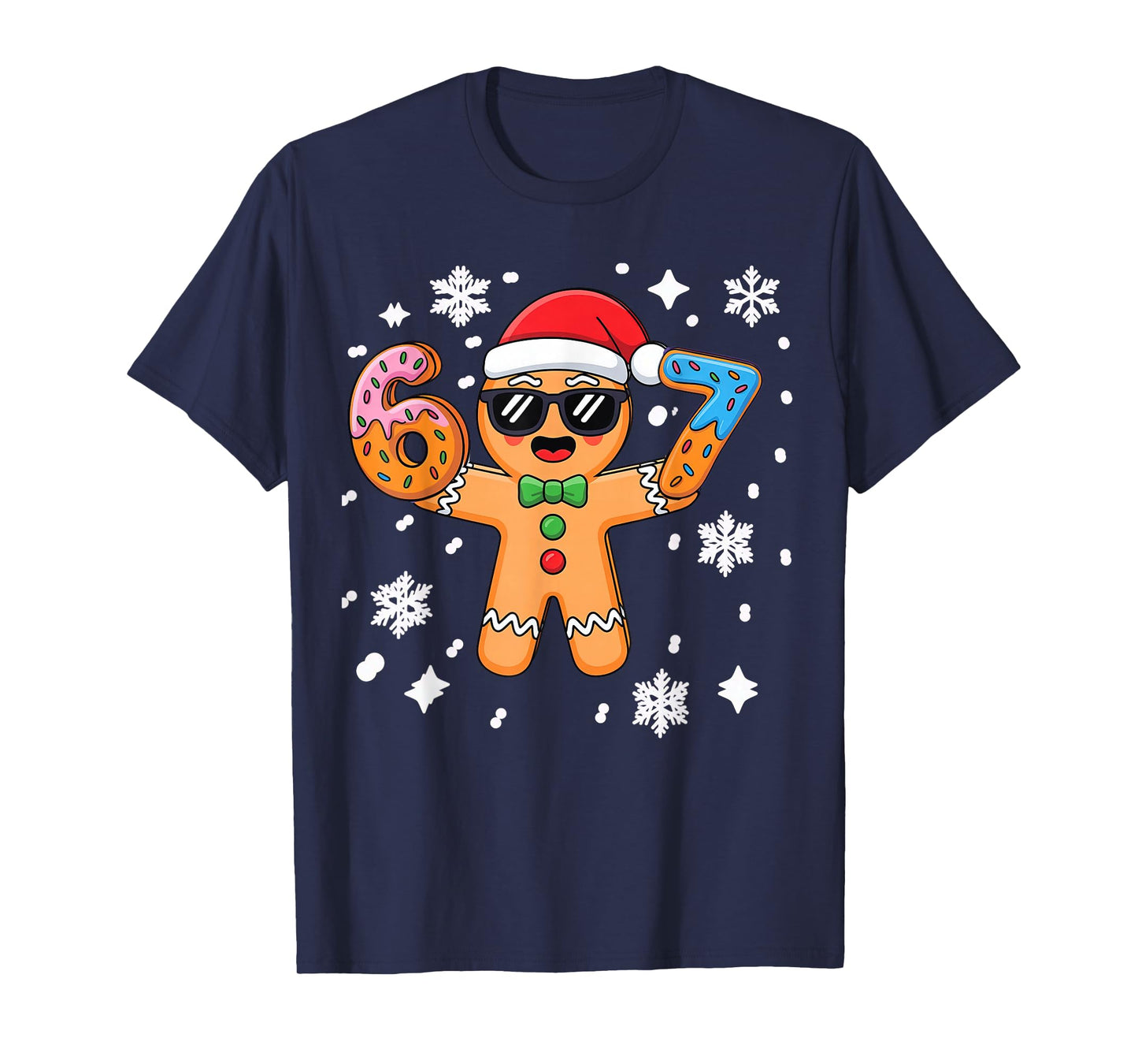Gingerbread Six Seven 67 Ice Cream Drip Christmas Boys T-Shirt