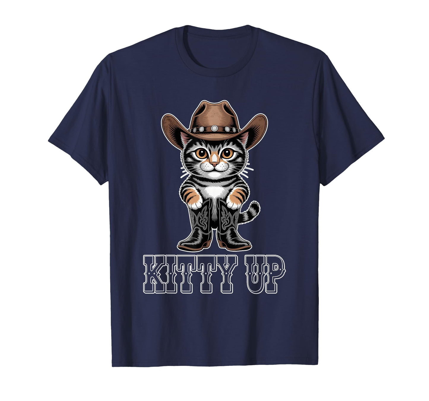 Kitty a Up Vintage Country Music Lover Cat in Cowboy Costume T-Shirt