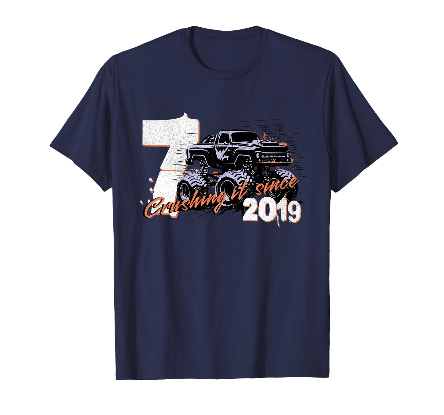 Kids 7th Birthday Truck Turning 7 Years Old Boy Born in 2019 T-Shirt
