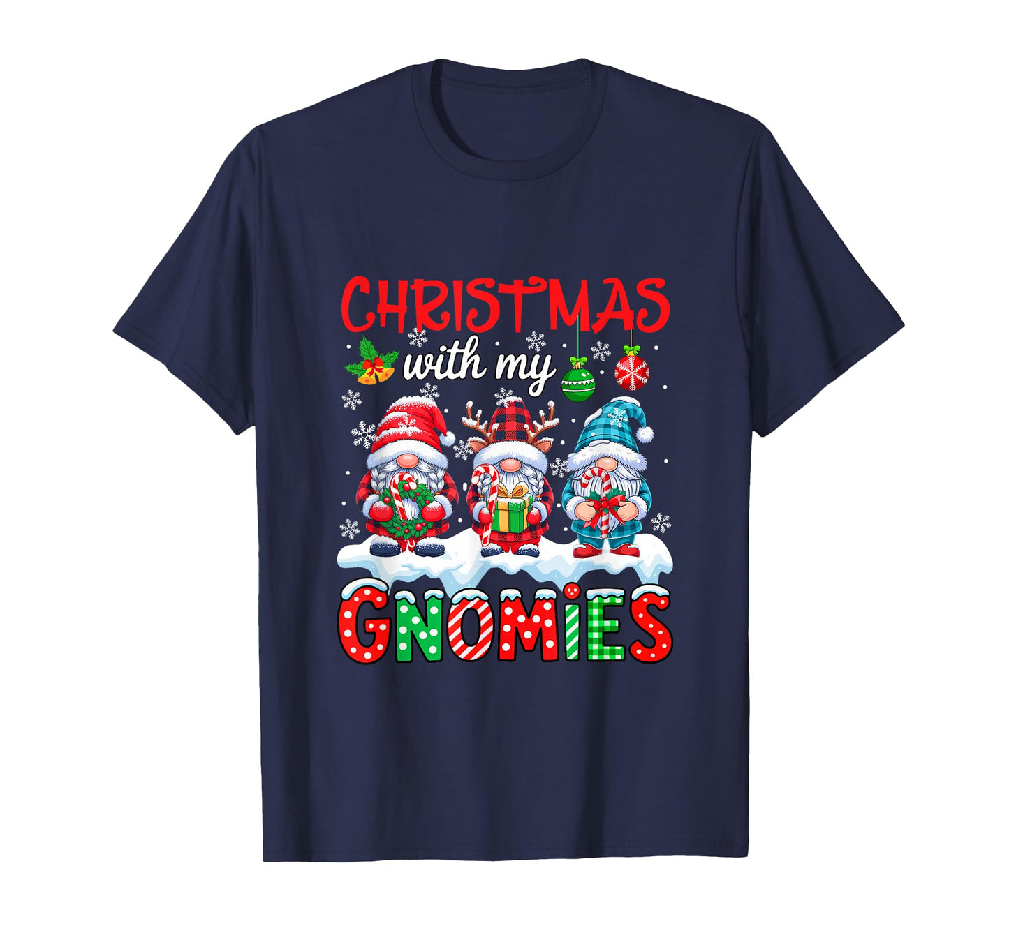 Christmas with My Gnomies Three Gnomes Candy Canes Xmas Box T-Shirt